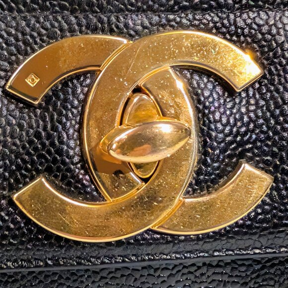 Chanel Vintage Black Caviar Mademoiselle Kelly Top Handle Flap Bag - Picture 3 of 16